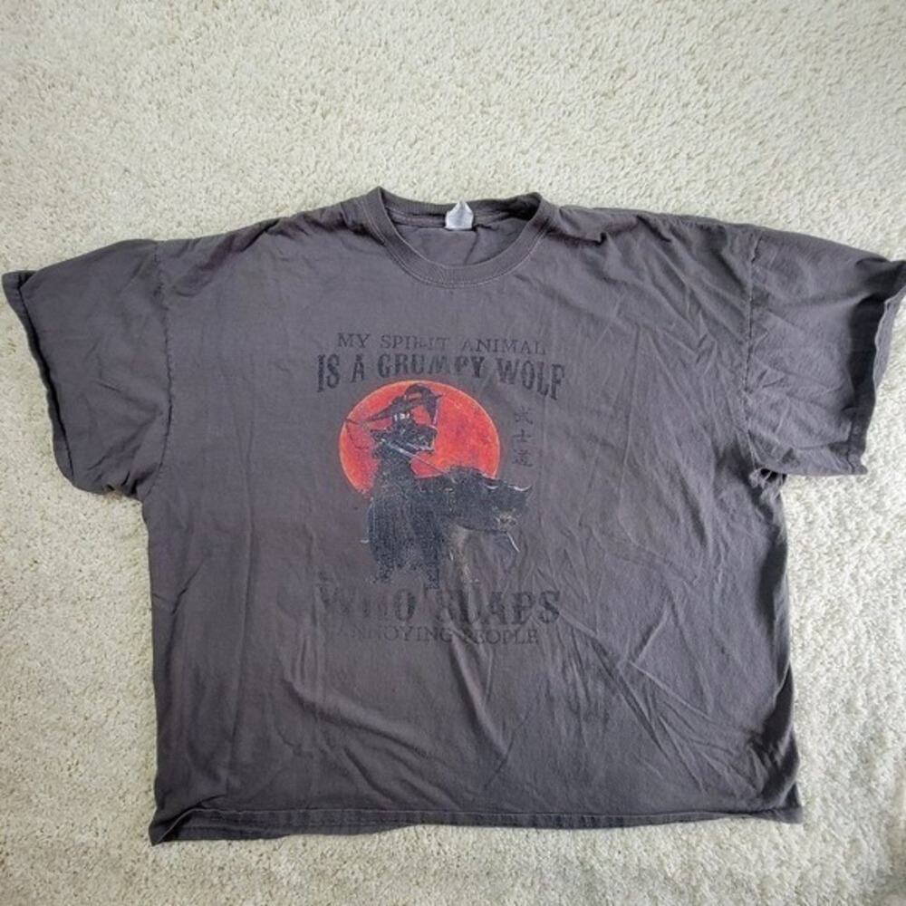 My Spirit Animal Tee Shirt 4XL is a Grumpy Wolf Who Slaps Annoying People